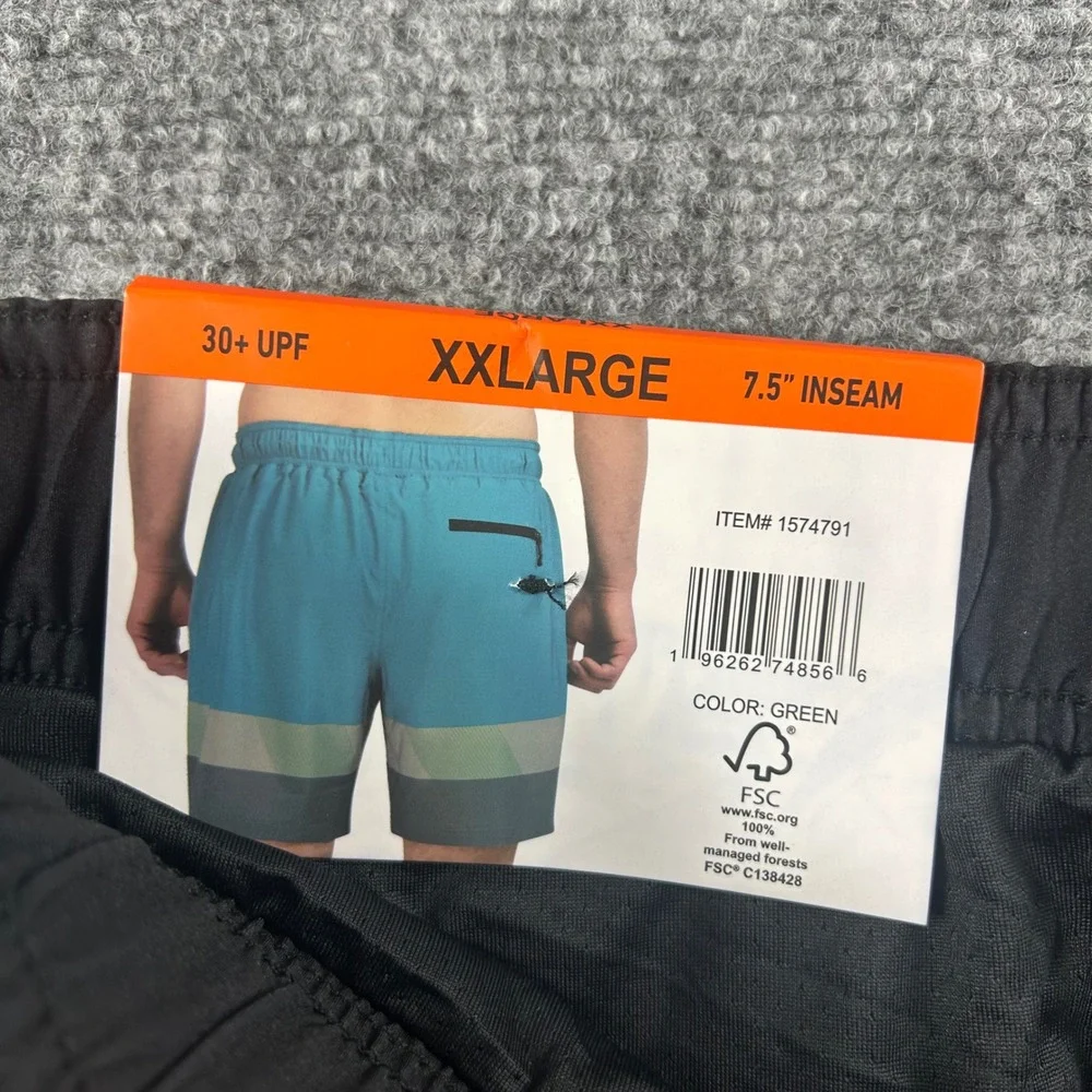 Spyder Swim Trunks Mens XXL Green Colorblock 7.5 Inseam Board Shorts New 1574791